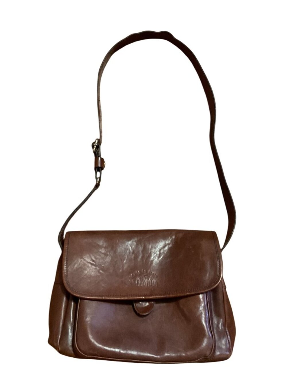 Vintage Valentina Italian Leather Shoulder Crossbody Bag Purse Adjustable Strap